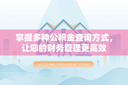 缙云掌握多种公积金查询方式，让您的财务管理更高效